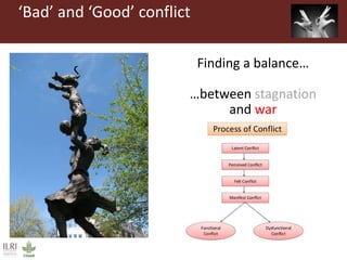 ‘Bad’ and ‘Good’ conflict
Finding a balance…
…between stagnation
and war
 