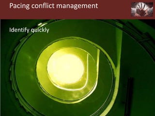 Pacing conflict management
Identify quickly
 