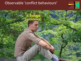 Observable ‘conflict behaviours’
A. Passive
(avoidance)
 