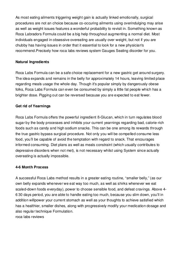 Managing Eating Problems Along With Roca Labs Formula Reviews