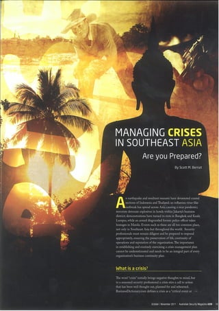 Managing Crises in Southeast Asia - Australian Security Magazine - 2011