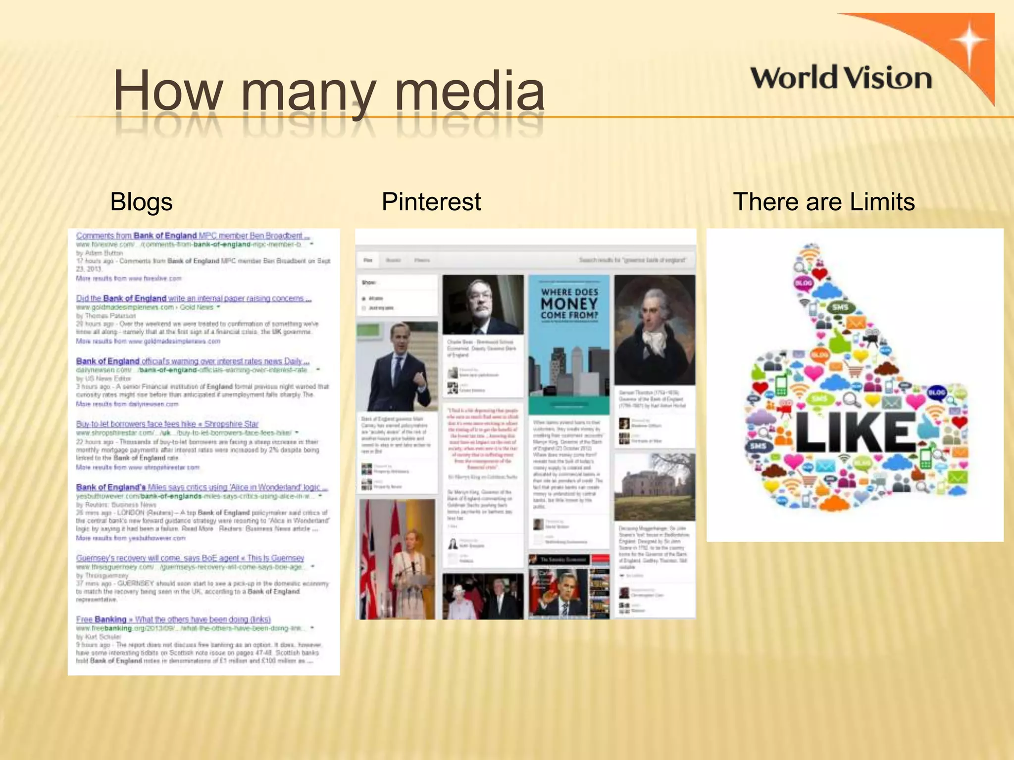 How many media
Blogs

Pinterest

There are Limits

 