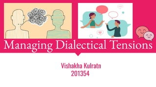 Managing Dialectical Tensions
Vishakha Kulratn
201354
 