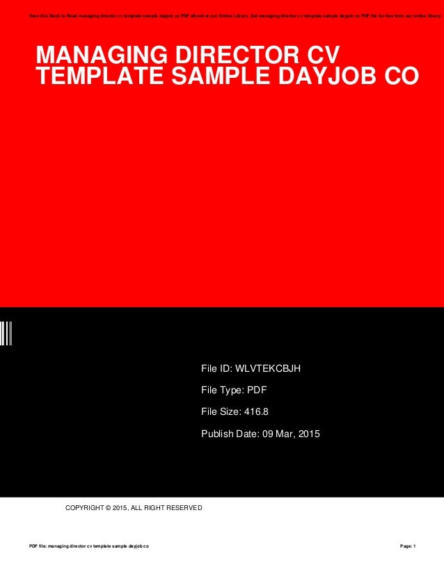 managing director cv template sample dayjob co dayjob cv templates