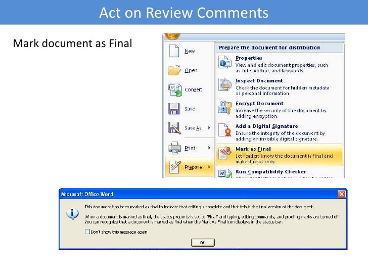 Managing documents using ms word