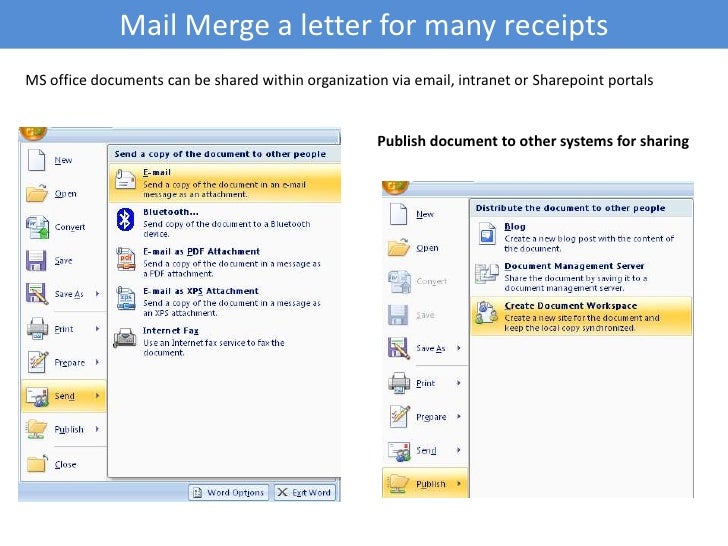 Managing documents using ms word