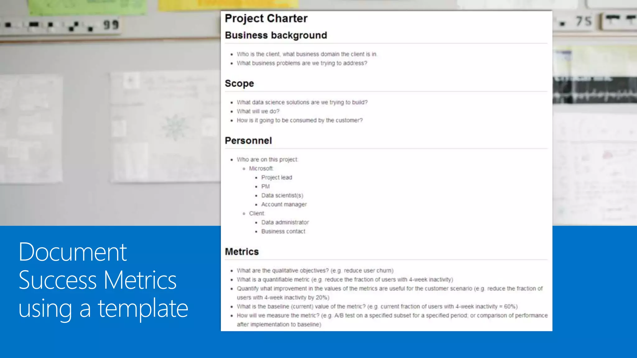 Document
Success Metrics
using a template
 