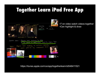 Together Learn iPad Free App
•  on video watch videos together
7
•  an highlight & draw
C

https://itunes.apple.com/us/app/togetherlearn/id548411521

 