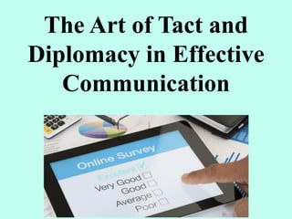 The Art of Tact and
Diplomacy in Effective
Communication
 