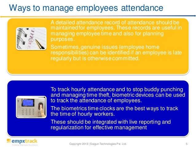 managing employee time and attendance at work place