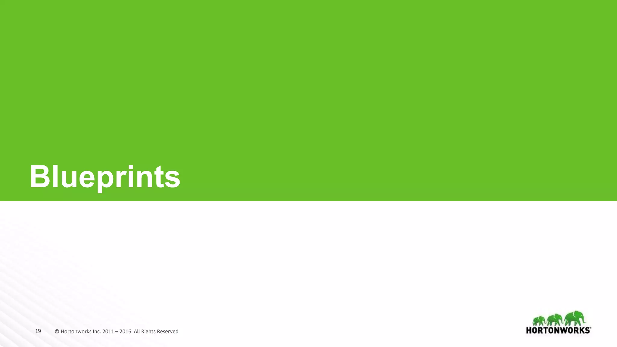 19 © Hortonworks Inc. 2011 – 2016. All Rights Reserved
Blueprints
 