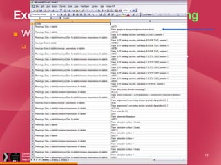 Excel Functions 5: Web Querying


Why Query the Web Using Excel?


Data in a Web page = first step


Need data stored in tool used for daily work 
Excel


E.g., with a list I can:
 Sort
 Annotate
 Edit

Lane Medical Library &
Knowledge Management Center
http://lane.stanford.edu

13

 