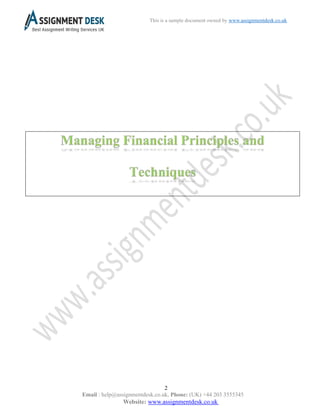 Managing Financial Principles and Techniques Assignment Sample | PDF