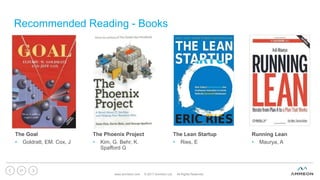 Recommended Reading - Books
The Lean Startup
• Ries, E
Running Lean
• Maurya, A
www.ammeon.com © 2017 Ammeon Ltd. All Rights Reserved.
21
The Goal
• Goldratt, EM. Cox, J
The Phoenix Project
• Kim, G. Behr, K.
Spafford G
 