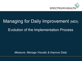 1
Managing for Daily Improvement (MDI)
Evolution of the Implementation Process
Measure, Manage Visually & Improve Daily
 