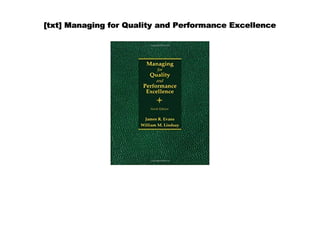 [Doc] Managing for Quality and Performance Excellence | PDF | Business ...