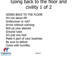 Page 25Consistency v fairness 5 of 5Mediation, and other ADR interventions can beextremely effective in restoring a sense of fairness to all parties, and maintaining productive workingrelationships. Be consistent in yourself. Don't change your tune with every change of mood, and don't maintain different standards for different people, or different groups, without reasons everyone feels good about. Keep your promises, and follow through.