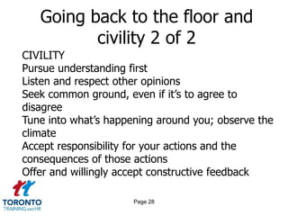 Page 26Going back to the floor and civility