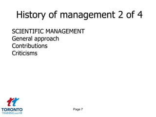 Services for job seekersPage 5History of management