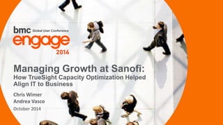 Managing Growth at Sanofi: 
How TrueSight Capacity Optimization Helped 
Align IT to Business 
Chris Wimer 
Andrea Vasco 
October 2014 
© Copyright 1 12/3/2014 BMC Software, Inc 
 