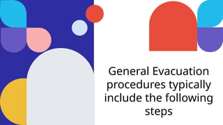 General Evacuation
procedures typically
include the following
steps
 