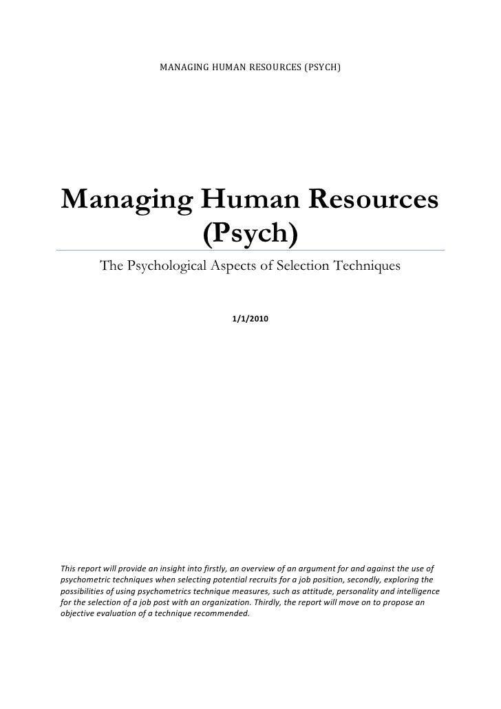 Managing human resources (psych)
