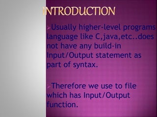 Managing input and output operation in c | PPT