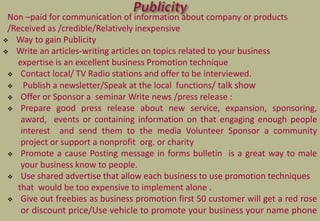 Communications Mix
Selection
Types of
promotional tools
 Selection factors
 Advertising
 Sales promotion
 Public rela...
