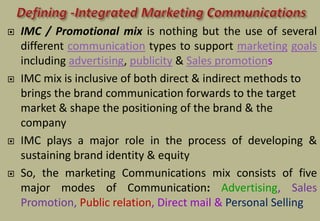 Advertising
Direct Marketing
Interactive/
Internet Marketing
Sales Promotion
Publicity/Public
Relations
Personal Selling
A...