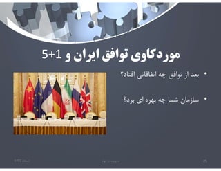 ‫و‬ ‫ايران‬ ‫توافق‬ ‫موردكاوي‬
5+1
•
‫افت‬ ‫اتفاقاتي‬ ‫چه‬ ‫توافق‬ ‫از‬ ‫بعد‬
‫اد؟‬
•
‫برد؟‬ ‫اي‬ ‫بهره‬ ‫چه‬ ‫شما‬ ‫سازمان‬
‫تابستان‬
1401 ‫ابهام‬ ‫در‬ ‫مديريت‬ 25
 