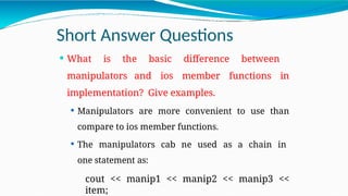 Comprehensive Guide to Managing C++ Console I/O and Stream Classes | PPTX