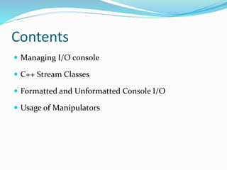 Managing I/O in c++ | PDF