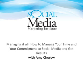Managing it all: How to Manage Your Time and Your Commitment to Social Media and Get Resultswith Amy Chorew 