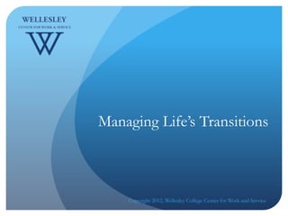 Managing Life’s Transitions



    Copyright 2012, Wellesley College Center for Work and Service
 