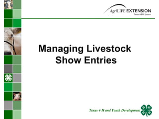 Managing Livestock  Show Entries Texas 4-H and Youth Development 