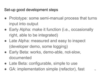 Where does machine learning fit in developing
technology?
19
Stuff to do Demonstrable ValueStuff to do now
 