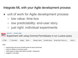 Focus on experiments
with hypothesis,
measurement and
analysis.
21
Stuff to do now
 