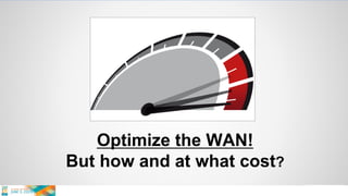 Optimize the WAN!
But how and at what cost?
 