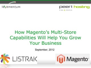 How Magento’s Multi-Store
Capabilities Will Help You Grow
         Your Business
          September, 2012
 