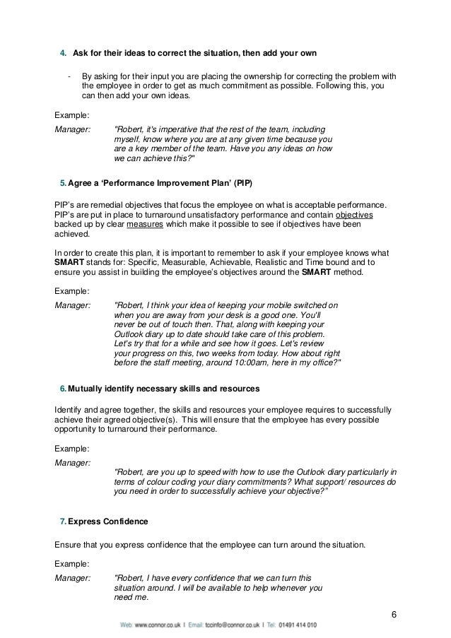 how to write up an employee for poor performance sample