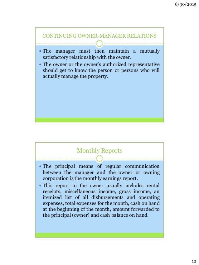 Managing owner relations