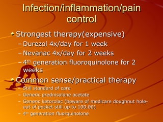 Infection/inflammation/pain control ,[object Object],[object Object],[object Object],[object Object],[object Object],[object Object],[object Object],[object Object],[object Object]