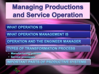 Managing Productions and Service Operation 