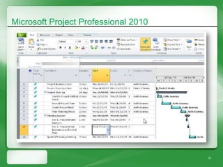 Microsoft Project Professional 2010




                                      31
 