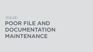 POOR FILE AND
DOCUMENTATION
MAINTENANCE
ISSUE:
 