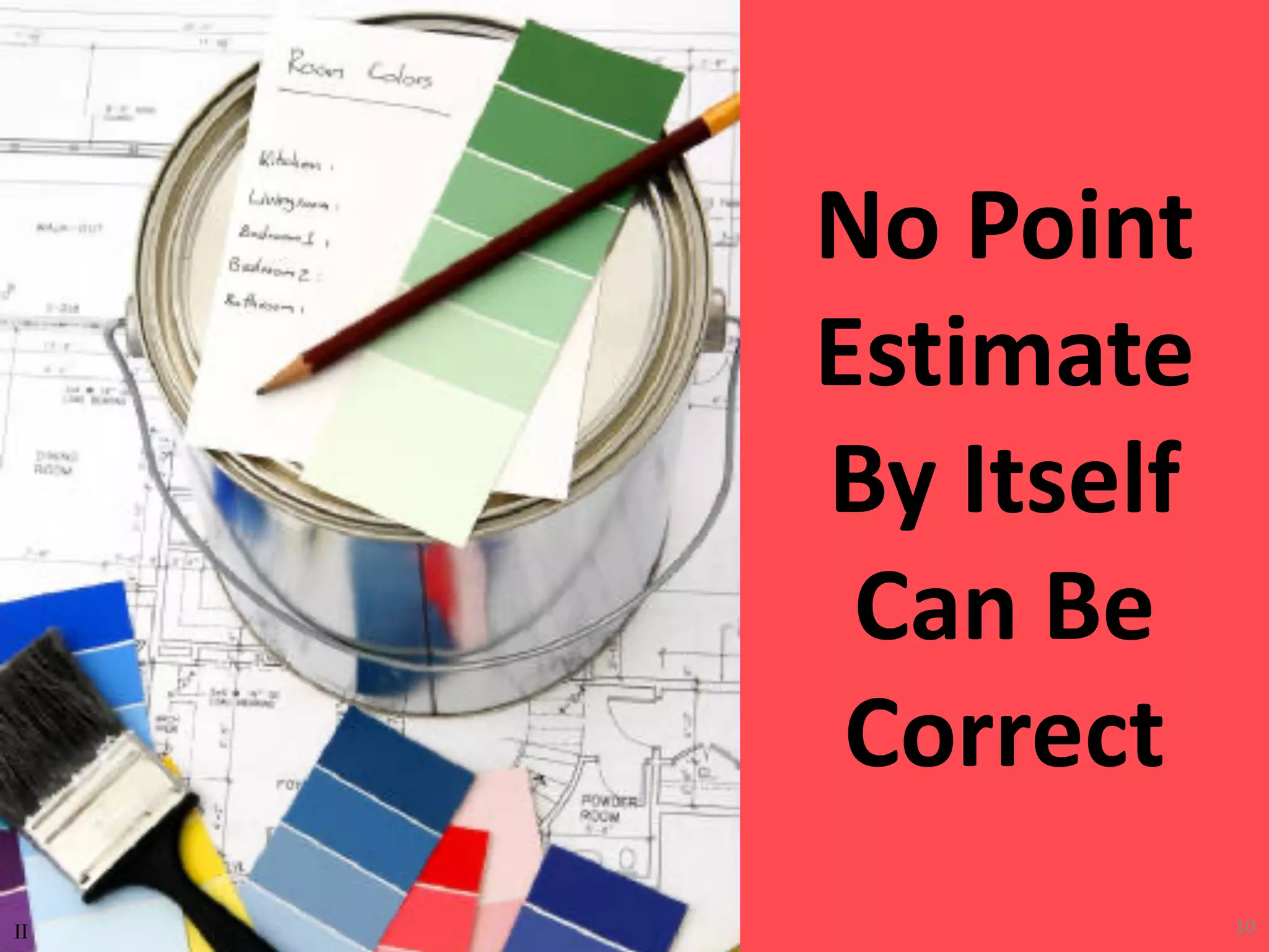 II
No Point
Estimate
By Itself
Can Be
Correct
10
 