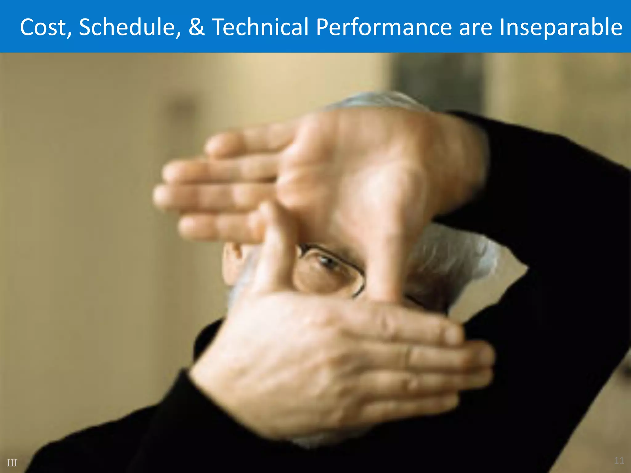 Cost, Schedule, & Technical Performance are Inseparable
III 11
 