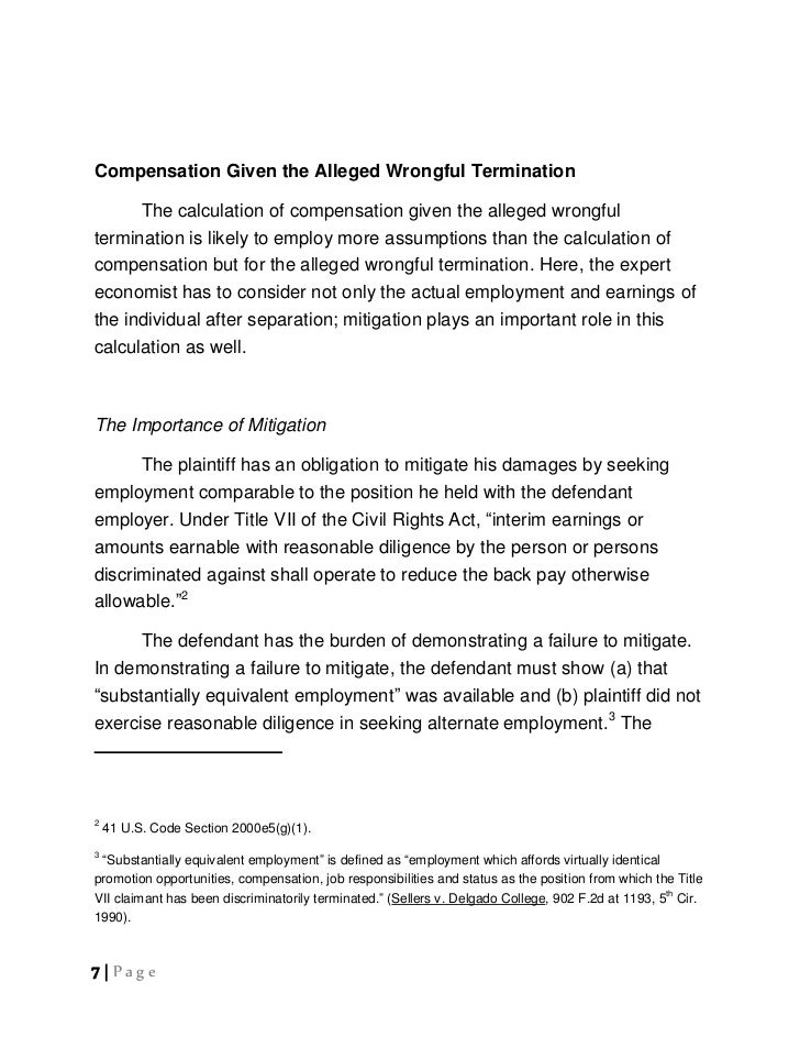 wrongful termination letter to employer