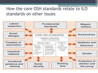 How the core OSH standards relate to ILO
standards on other issues
 