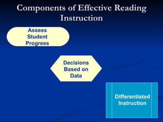 Components of Effective Reading Instruction Assess Student Progress Decisions Based on Data Differentiated Instruction 